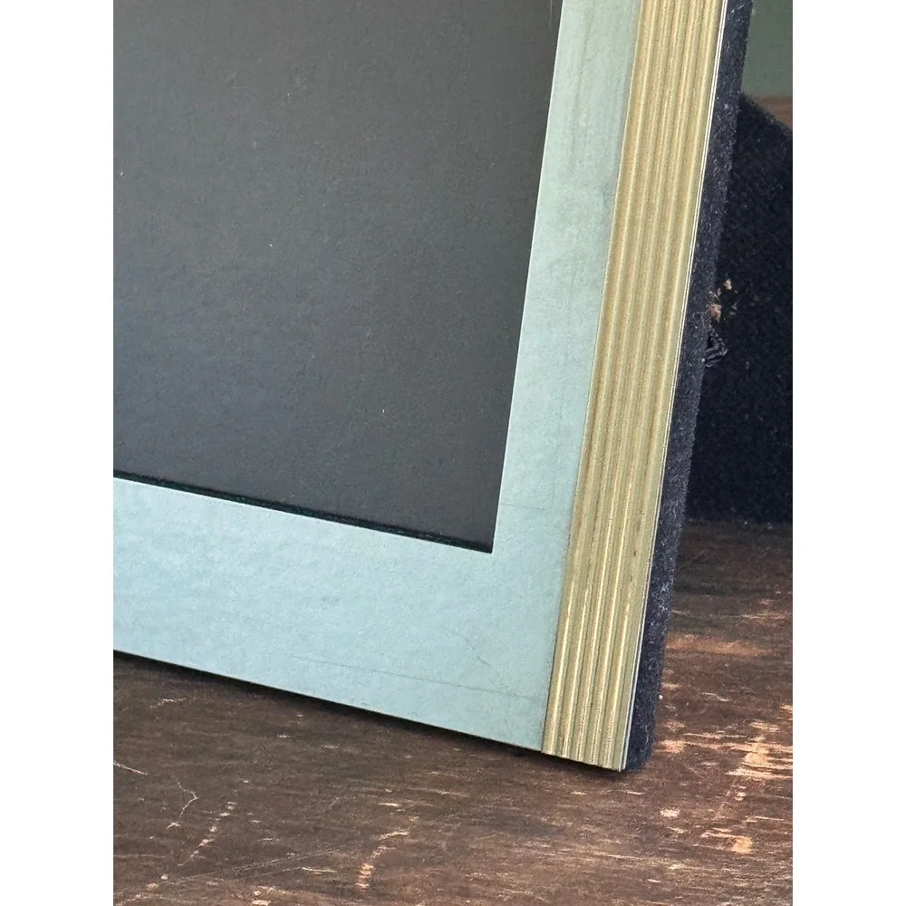 Carr‎ International 8x10 Art Deco Silver Gold Ribbed Metal Photo Frame